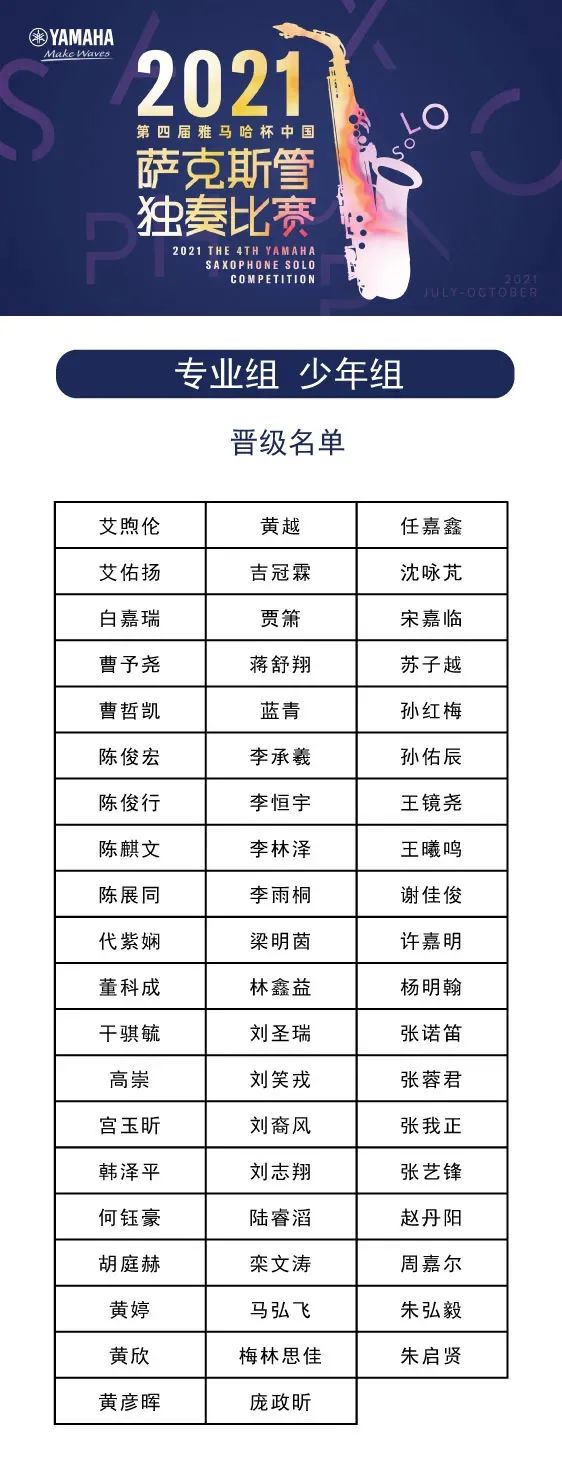 第四届“必发88杯”（中国）萨克斯管独奏比赛——决赛名单公布，决赛报名通道开启！